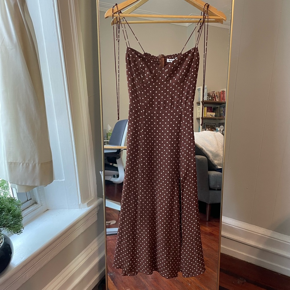 Reformation Juliette Dress Au Lait Polka Dot Sz 0